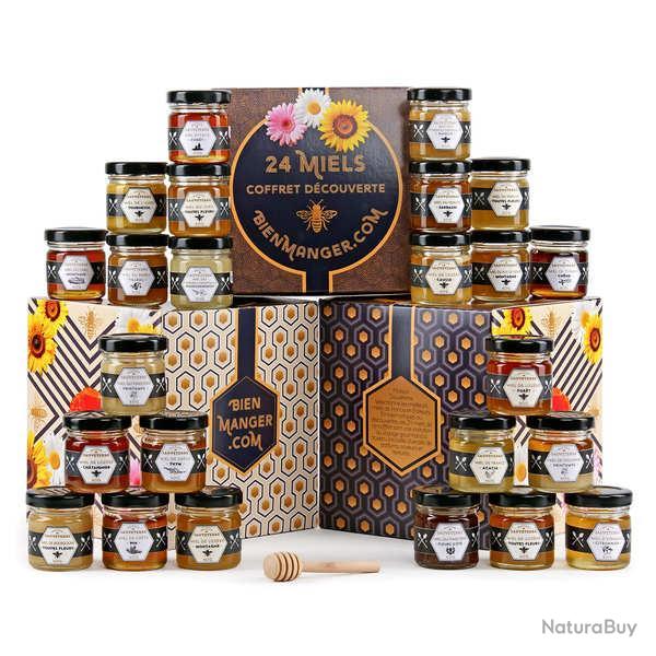 Coffret d�couverte 24 pots de miel - Le coffret cadeau (24x40g + 1 cuill�re)