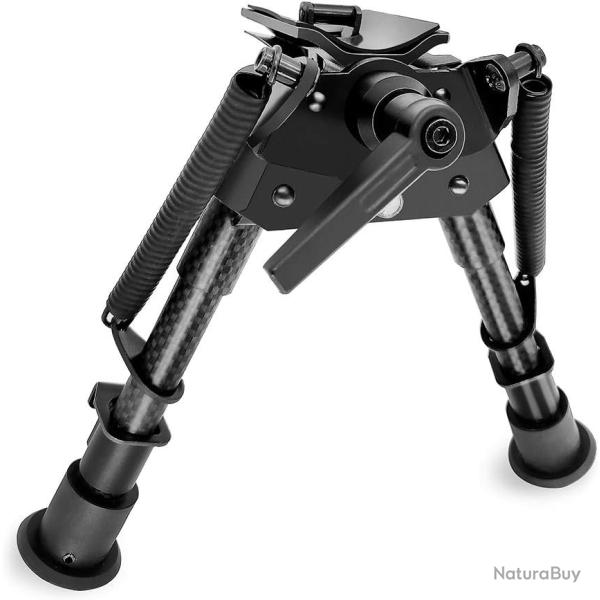 Bipied pour Carabine Pivotante et Inclinable Tte Rglable de 15  23 cm en Fibre de Carbone