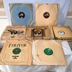 7 disques 78T ou à aiguille D 30cm double face "Odéon, La voix de son Maître, Homecorde, Polydor"