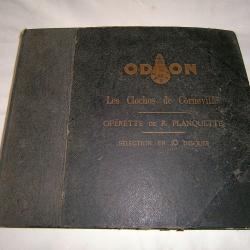 Ancien album complet de 10 disques D 25cm 78T ou à aiguille "ODEON": Les cloches de Corneville