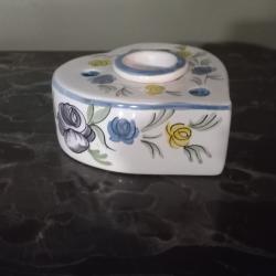 ANCIEN ENCRIER en C&Eacute;RAMIQUE &Eacute;MAILL&Eacute;E FRAN&Ccedil;AISE  AVEC SON GODET