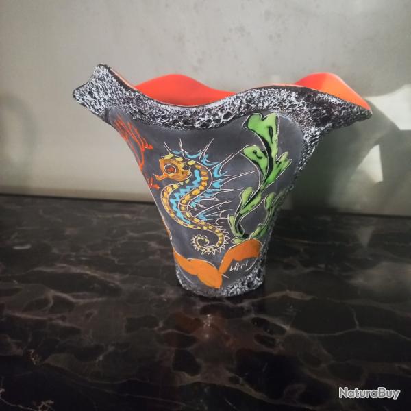 vase  Vallauris  " hippocampe "  1950   tr�s bon �tat