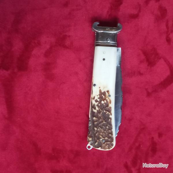 ancien gros couteau pliant de chasse extracteur cartouche de chasse 12 / 20