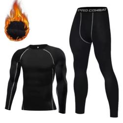 Ensemble Sous-V&ecirc;tements Thermiques Homme Cale&ccedil;on Long Collant Compression Sport Fitness Hiver S/3XL