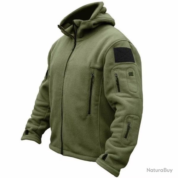 Veste Militaire Am�ricaine Hiver Thermique Softshell Tactique Homme - Noir/Vert/Gris - S � 3XL