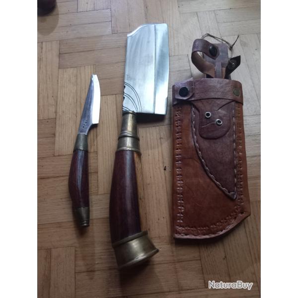 Ensemble couperet et petit couteau Origine Inde