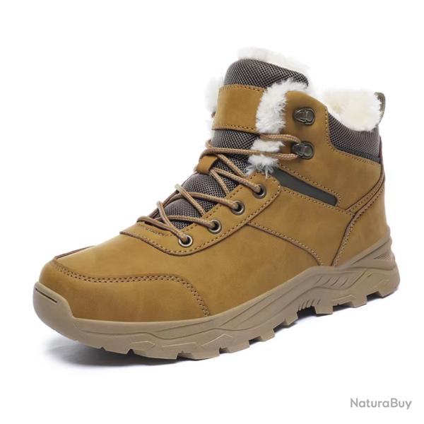 Bottes Fourres Homme Neige Hiver Randonne Montagne Chaudes Peluche - Noir/Gris/Marron - T. 39  46