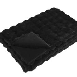 Couverture fausse fourrure lapin 130x150 cm noir douce chaude