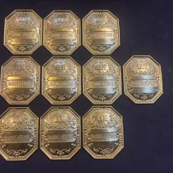 20 écussons garde peche metal dorée destockage enchere