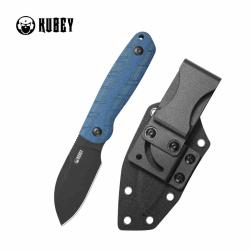 Couteau Lame Fixe Kubey Microburst Lame Acier 14C28N Manche Micarta Bleu Etui Kydex KUB455C