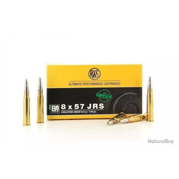 Cartouches RWS calibre 8X57JRS EVO GREEN 9g 139grs x20