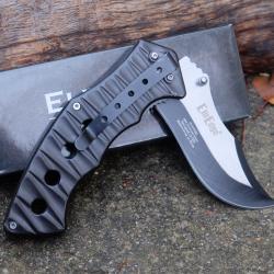 Couteau Elitedge Tactical Urbain Semi Automatique Lame Clip Point Acier 420C Manche Acier Linerlock