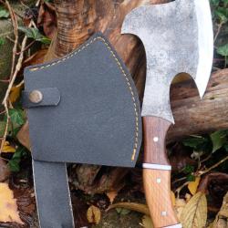 Hachette Survie Rescue Lame Acier Carbone 1075 Manche 2 Bois Etui Nylon Fabric Artisanale