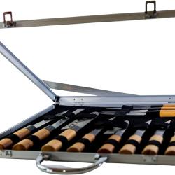 Mallette 11 Couteaux 5 Couteaux Style Japonais + 6 Steak Lames Inox Manches Bambou Rangement Rigide