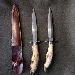 Lot 2 dagues poil chevreuil vénerie + fourreau cuir