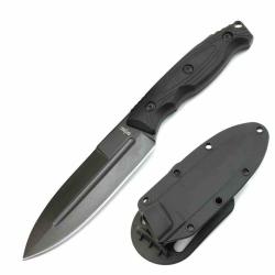 Couteau Tactical S-TEC Lame Acier 3Cr13 Manche Nylon Noir Lame Fixe Fourreau ABS Rotatif STT25146BK