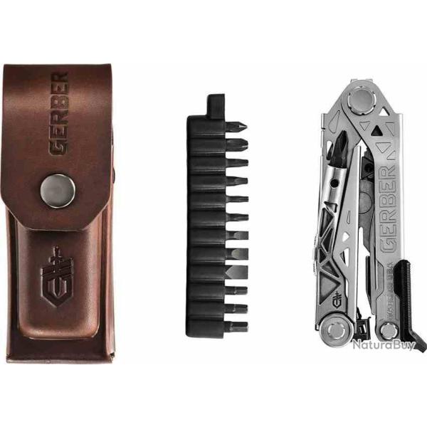 Pince Multifonction Gerber Center Drive Plus Bits Leather Tournevis Axe Central Etui Cuir G3402