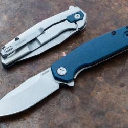 Couteau Kershaw Lucid A/O Lame Acier 8Cr13MoV Manche GFN/Stainless Blue Framelock Clip KS2036X