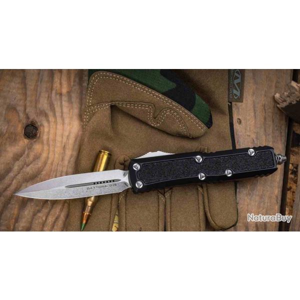 Couteau OTF Microtech Daytona Lame Acier M390 Manche Aluminium Noir Automatique USA MCT12610S