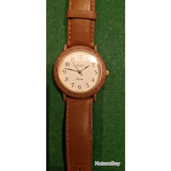 Montre femme Ambre mod�le DP713 m�canisme � quartz, bracelet cuir, vendue avec pile neuve