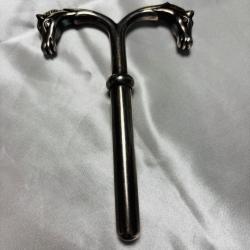 HERM&Egrave;S Tire-bouchon double t&ecirc;tes de cheval ARGENT