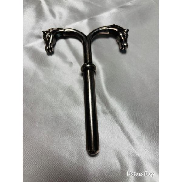 HERM�S Tire-bouchon double t�tes de cheval ARGENT