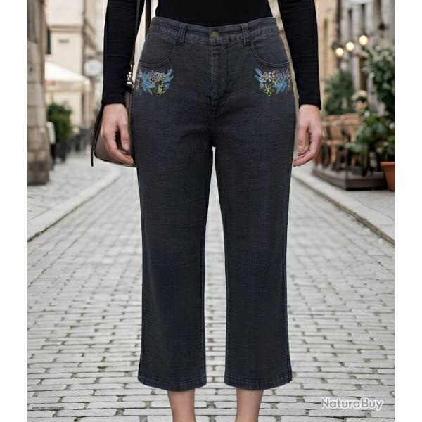MAYFLOWER SE1103 Pantacourt fantaisie stone washed stretch pour un confort estival absolu