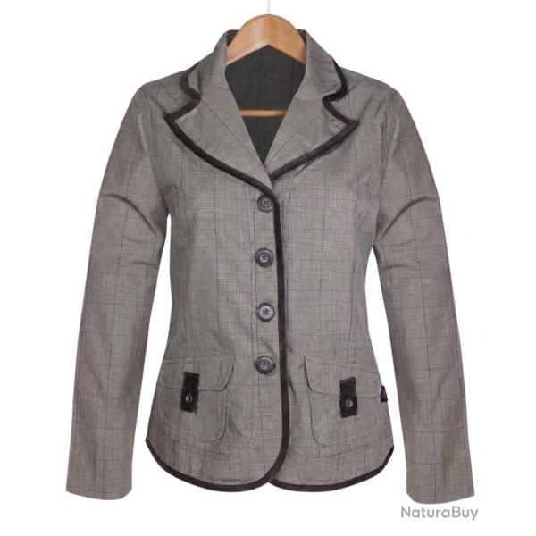 Veste � Carreaux Marron en Coton Structur�e - SH9071 5