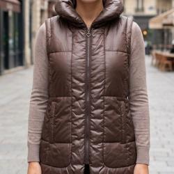 Gilet sans manches AXONE Inspiration Nature Doudoune matelass&eacute;e marron confort et style