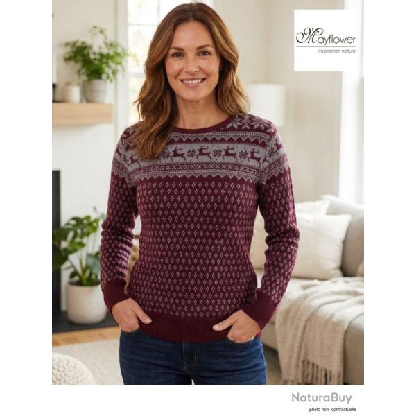 Pull Jacquard Femme Mayflower Colombe1 � Motifs Nordiques