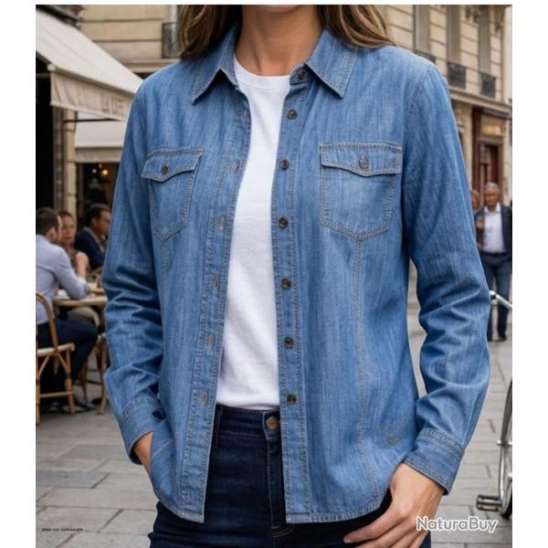 MAYFLOWER LERIDA1 Chemisier en jean bleu denim pour femme le confort intemporel au quotidien