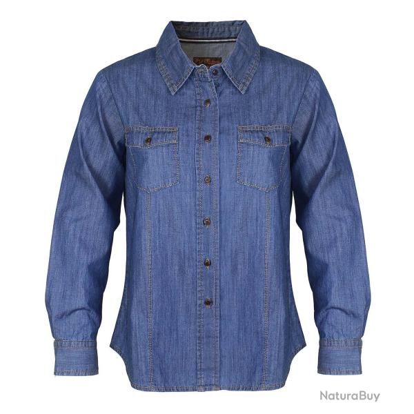Chemisier Femme Jean Bleu Denim 100% Coton Boutons Bois 46