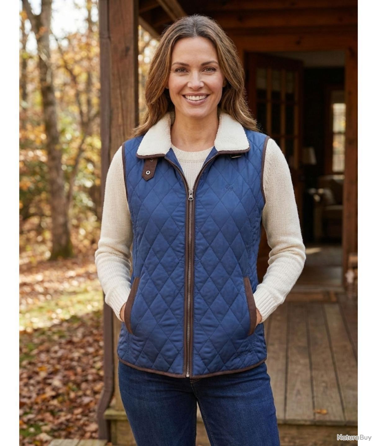 Bienzoe Gilet Matelassé Femme Slim Sans Manches - Zip Léger Stretch Rib - Idéal Printemps Automne Hiver