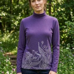 OGALO SH1005V - Tee-shirt col roul&eacute; violet : confort stretch et style color&eacute; 2