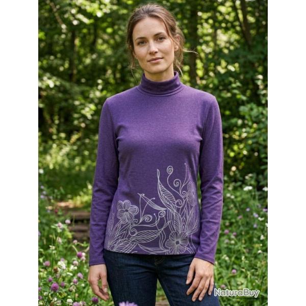 OGALO SH1005V - Tee-shirt col roul� violet : confort stretch et style color� 4
