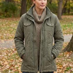 Veste Longue Femme Microfibre Kaki - Doublure Nylon Confort 42/44