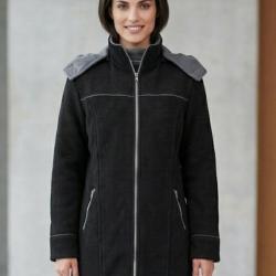 Manteau Caban Femme Tokyo4 Noir en Maille Contre coll&eacute;e Mayflower