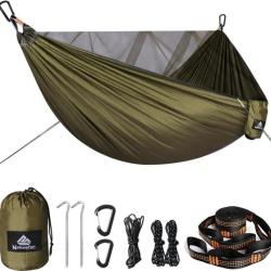 Hamac Ultra-léger Moustiquaire 290 x 140 cm 2 Places Nylon Parachute Charge 300kg Bivouac Camping