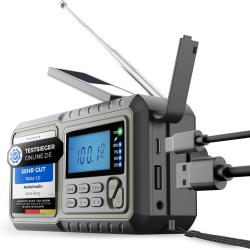 Radio d'urgence avec Manivelle USB Batterie de 5000 mAh Lampe de Poche 3 Modes Radio Météo SOS