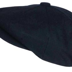 Beret Casquette Gavroche Bleue Marine en Laine Taille Reglable Hartley Taille unique Bleu