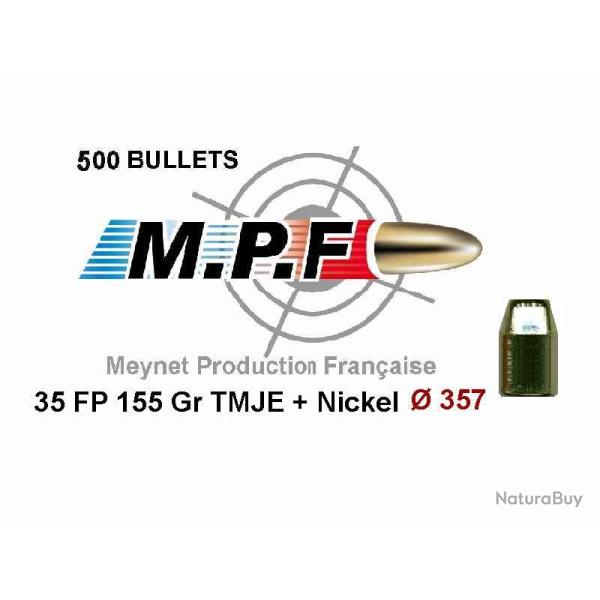 Ogives MPF cuivres nickeles 38 FP 155 Gr TMJE  357" / 500 en promo et port gratuit jusqu' Noel