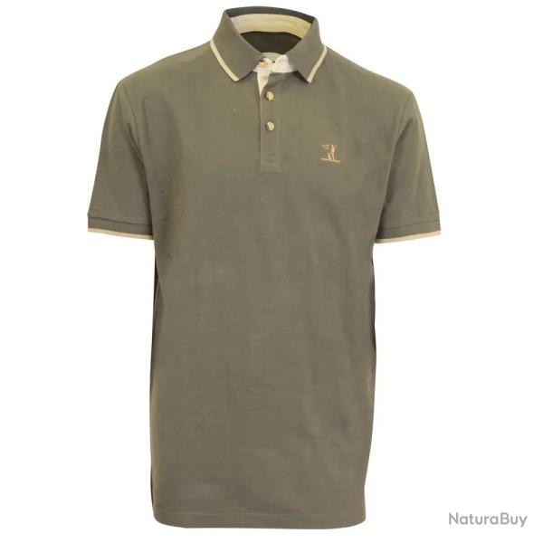 Polo brod� sanglier manches courtes coton piqu� kaki S � 3XL S Sanglier