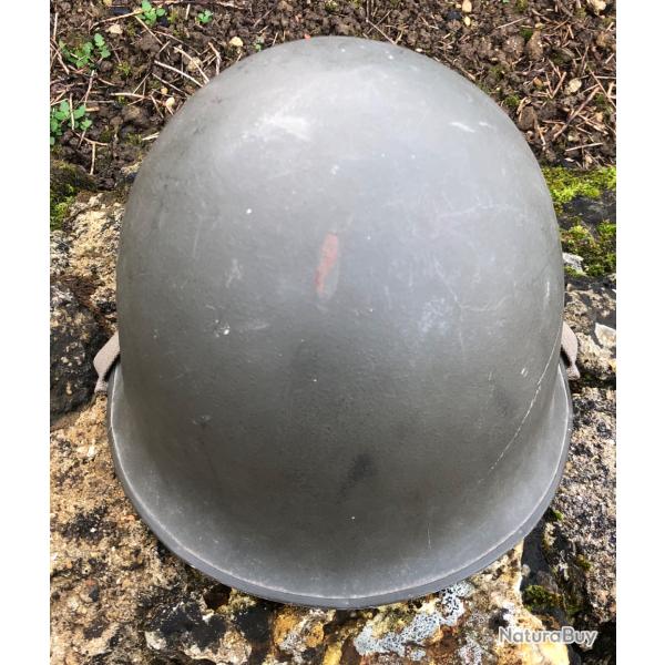 COQUE DE CASQUE ARM�E FRANCAISE MODE 51 1951 PONTET FIXE JUGULAIRES RIVET�ES