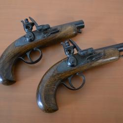 Paire de pistolet &agrave; silex poudre noire calibre 12 mm - Marque "AMR"