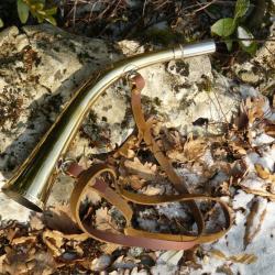 BELLE  TROMPE / CORNE  37cm  DE CHEZ  MILLIENS...Avec bretelle cuir...