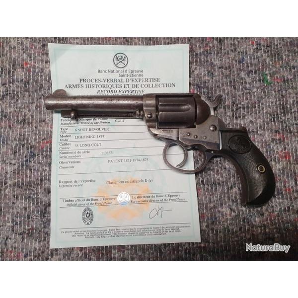 REVOLVER COLT LIGHTNING .38 + Ekspertise Saint-Etienne Categorie "D"