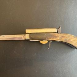 Magnifique couteau pistolet à percussion poudre noire James Rodgers ( à vendre ou échange )
