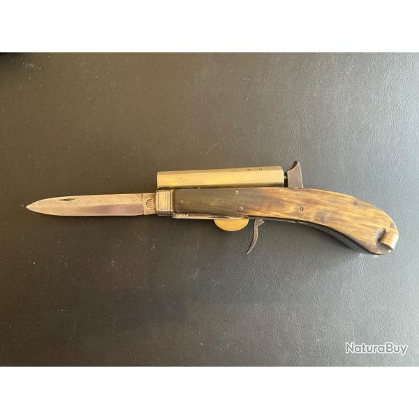 Magnifique couteau pistolet  percussion poudre noire James Rodgers (  vendre ou change )