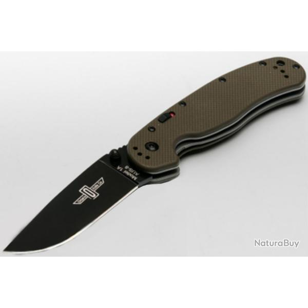 Couteau Ontario RAT Model 1A A/O Lame Acier AUS-8 Manche G-10 Vert Olive Liner Lock ON8871OD