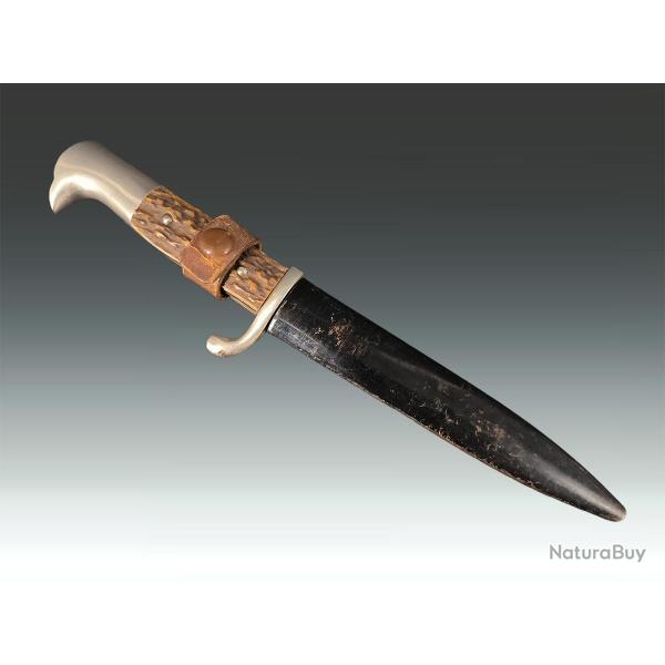 COUTEAU DE TRANCHE ALLEMAND WW1 BOIS DE CERF SOLINGEN 1ere GM Allemagne